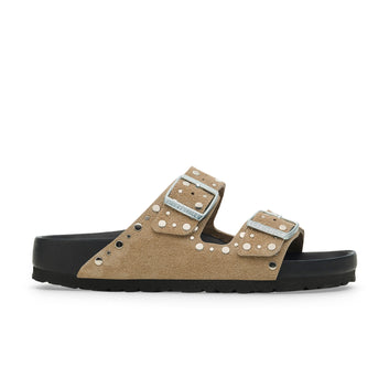 Arizona Exquisite Rivets Taupe Suede Leather